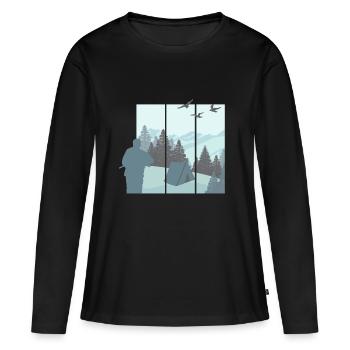 Tentes et nature - T-shirt manches longues Premium bio Femme - noir - Devant - Julia (174cm)