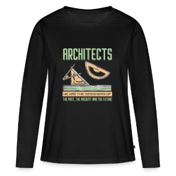 architecte - T-shirt manches longues Premium bio Femme - noir - Devant - Julia (174cm)