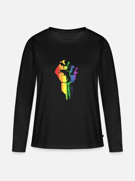 Regenbogen Faust - Frauen Premium Bio Langarmshirt - Schwarz