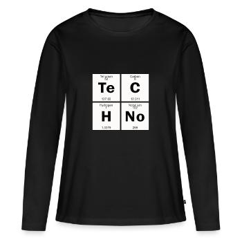 Techno - T-shirt manches longues Premium bio Femme - noir - Devant - Julia (174cm)