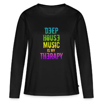 Deep House - T-shirt manches longues Premium bio Femme - noir - Devant - Julia (174cm)