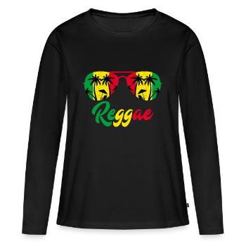 reggae - T-shirt manches longues Premium bio Femme - noir - Devant - Julia (174cm)