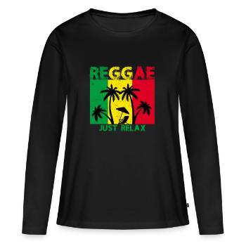 reggae - T-shirt manches longues Premium bio Femme - noir - Devant - Julia (174cm)