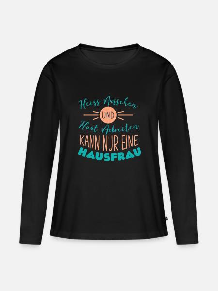 Hausfrau - Frauen Premium Bio Langarmshirt - Schwarz