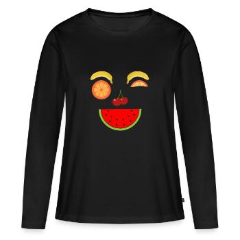 Früchte - Frauen Premium Bio Langarmshirt - Schwarz - Vorne - Julia (174cm)