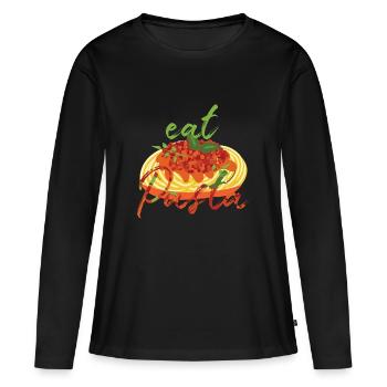 Pasta Nudeln - Frauen Premium Bio Langarmshirt - Schwarz - Vorne - Julia (174cm)