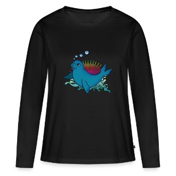 Seehund - Frauen Premium Bio Langarmshirt - Schwarz - Vorne - Julia (174cm)