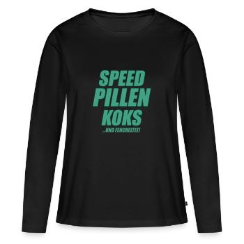 Speed pilules et tiseau de fenouil - T-shirt manches longues Premium bio Femme - noir - Devant - Julia (174cm)