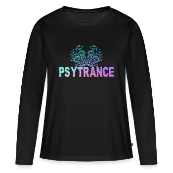 Cadeau du festival Psytrance GOA - T-shirt manches longues Premium bio Femme - noir - Devant - Julia (174cm)