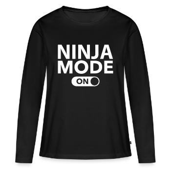 Ninja-Modus ein - Frauen Premium Bio Langarmshirt - Schwarz - Vorne - Julia (174cm)