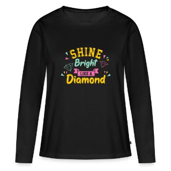 Diamant - T-shirt manches longues Premium bio Femme - noir - Devant - Julia (174cm)
