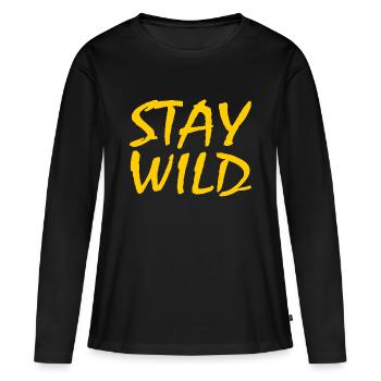 RESTER SAUVAGE - T-shirt manches longues Premium bio Femme - noir - Devant - Julia (174cm)