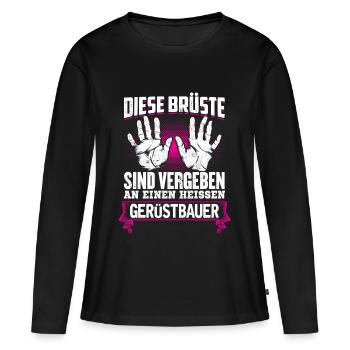GERÜSTBAUER - Brüste - Frauen Premium Bio Langarmshirt - Schwarz - Vorne - Julia (174cm)