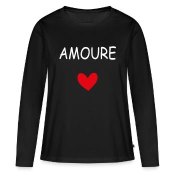 AMOUR COEUR - T-shirt manches longues Premium bio Femme - noir - Devant - Julia (174cm)
