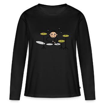 Drummer in action on drums - Women's Premium Organic Long Sleeve Shirt - black - Front - Julia (174cm)