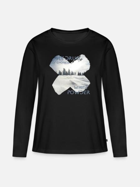 White Powder / Snowboard - Frauen Premium Bio Langarmshirt - Schwarz