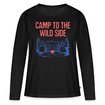 Campez au Wild Side Camping Forest Camper Woods - T-shirt manches longues Premium bio Femme - noir - Devant - Julia (174cm)