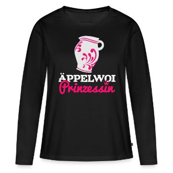 Apfelwein prinzessin Bembel hessisch FFM Frankfurt - Frauen Premium Bio Langarmshirt - Schwarz - Vorne - Julia (174cm)