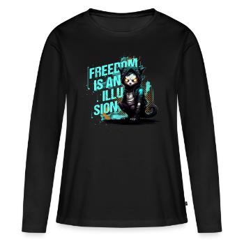 Freedom is an Illusion Hacker Cat Cat - Women's Premium Organic Long Sleeve Shirt - black - Front - Julia (174cm)