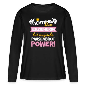 Erzieherin Weihnachten Magische Pausenbrot Power - Frauen Premium Bio Langarmshirt - Schwarz - Vorne - Julia (174cm)
