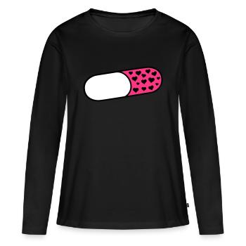 pill pilule - T-shirt manches longues Premium bio Femme - noir - Devant - Julia (174cm)