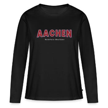 Aachen - Frauen Premium Bio Langarmshirt - Schwarz - Vorne - Julia (174cm)