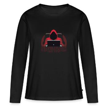 Hacker Binary Code - Women's Premium Organic Long Sleeve Shirt - black - Front - Julia (174cm)
