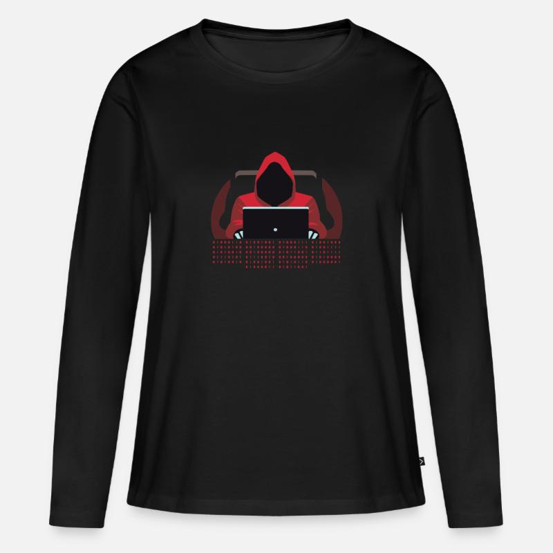 Hacker Binär Code - Frauen Premium Bio Langarmshirt - Schwarz