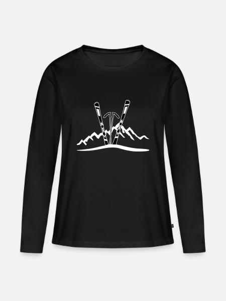Ski und Berge, Skifahren - Frauen Premium Bio Langarmshirt - Schwarz