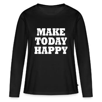 Make today happy - T-shirt manches longues Premium bio Femme - noir - Devant - Julia (174cm)