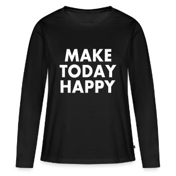 Make today happy - T-shirt manches longues Premium bio Femme - noir - Devant - Julia (174cm)