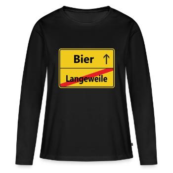 Langeweile? Bier - Frauen Premium Bio Langarmshirt - Schwarz - Vorne - Julia (174cm)