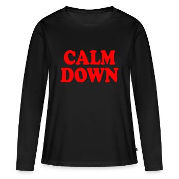 Calm down - T-shirt manches longues Premium bio Femme - noir - Devant - Julia (174cm)