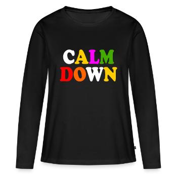 Calm down - T-shirt manches longues Premium bio Femme - noir - Devant - Julia (174cm)