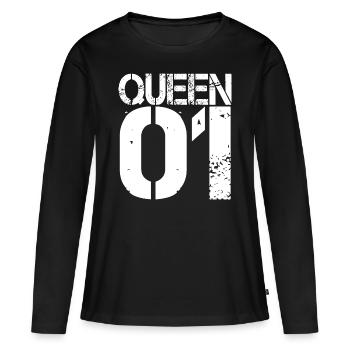 Roi reine un prince princesse famille groupe - T-shirt manches longues Premium bio Femme - noir - Devant - Julia (174cm)