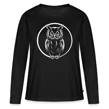 Graphique de hibou Graphique de hibou - T-shirt manches longues Premium bio Femme - noir - Devant - Julia (174cm)