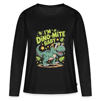 Chemise pour bébé Dino-Mite - T-shirt manches longues Premium bio Femme - noir - Devant - Julia (174cm)
