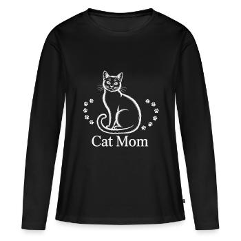Proud cat mom - Women's Premium Organic Long Sleeve Shirt - black - Front - Julia (174cm)