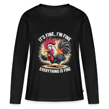 Je vais bien... vraiment! -Coq - T-shirt manches longues Premium bio Femme - noir - Devant - Julia (174cm)