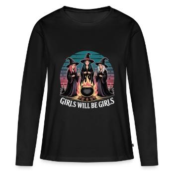 Girls Will Be Girls – Hexenpower Shirt - Frauen Premium Bio Langarmshirt - Schwarz - Vorne - Julia (174cm)