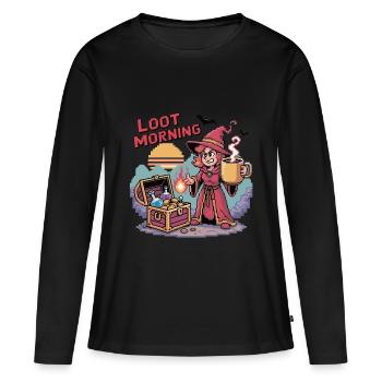 Kaffeetasse Zauberin Loot Morning Gamer Girl - Frauen Premium Bio Langarmshirt - Schwarz - Vorne - Julia (174cm)