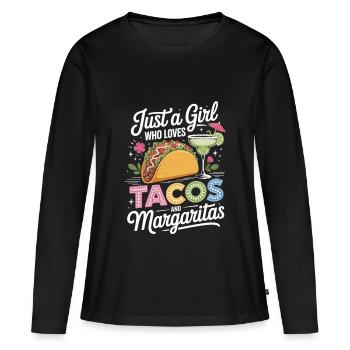 Tacos and Margaritas T-Shirt - Women's Premium Organic Long Sleeve Shirt - black - Front - Julia (174cm)