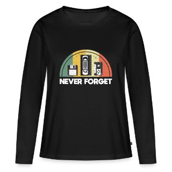 Never Forget Retro Vintage - Frauen Premium Bio Langarmshirt - Schwarz - Vorne - Julia (174cm)