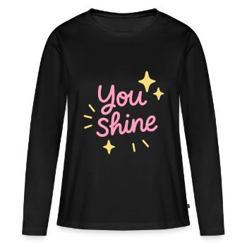 Du strahlst Positives - Frauen Premium Bio Langarmshirt - Schwarz - Vorne - Julia (174cm)