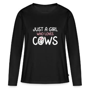 Just A Girl Who Loves Cows Cute Cow Farm - Women's Premium Organic Long Sleeve Shirt - black - Front - Julia (174cm)