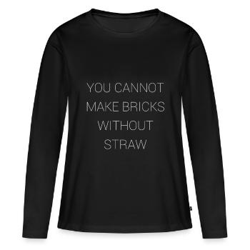Ils ne font pas de briques sans paille - T-shirt manches longues Premium bio Femme - noir - Devant - Julia (174cm)
