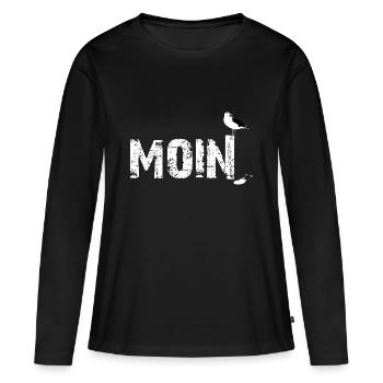 Möwe moin schiss - Frauen Premium Bio Langarmshirt - Schwarz - Vorne - Julia (174cm)