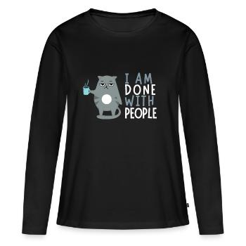J’en ai fini avec les gens - T-shirt manches longues Premium bio Femme - noir - Devant - Julia (174cm)
