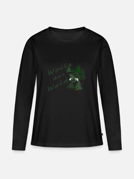 Wolla das Waldschaf! - Frauen Premium Bio Langarmshirt - Schwarz