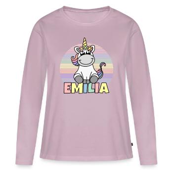 Emilia Name Cute Unicorn Rainbow First Name - Women's Premium Organic Long Sleeve Shirt - dusky pink - Front - Julia (174cm)